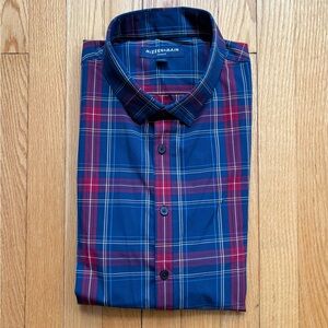 Mizzen+Main Mens Long Sleeve Leeward Shirt Trim No Tuck Fit 2XL Red Blue Plaid
